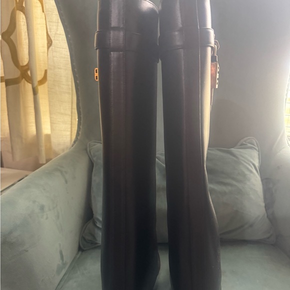 Givenchy Shark Black Tall Leather Boots with Gold Hardware - Picture 3 of 5